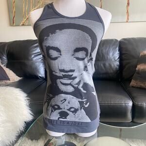 ELEVEN PARIS Will Smith ''LIFE IS A JOKE''  Gray stretch Tank Top woman’s M